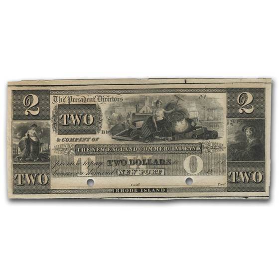 18__ New England Commercial Bank Newport, RI $2 RI-155 AU (G36) 18__ New England Commercial Bank Newport, RI $2 RI-155 AU (G36)