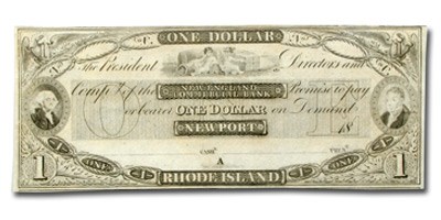 18__ New England Commercial Bk Newport, RI $1 RI-155 CU 18__ New England Commercial Bk Newport, RI $1 RI-155 CU