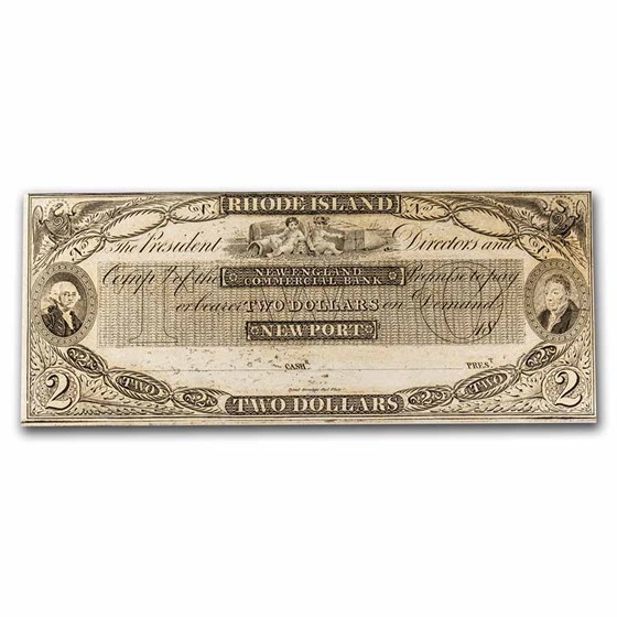 18__ New England Commercial Bk Newport, RI $2 RI-155 CU 18__ New England Commercial Bk Newport, RI $2 RI-155 CU