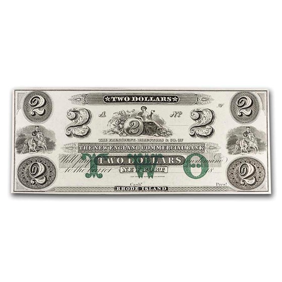18__ New England Commercial Bk Newport, RI $2 RI-155 Gem CU 18__ New England Commercial Bk Newport, RI $2 RI-155 Gem CU