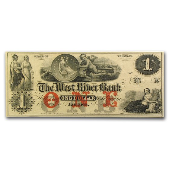 18__ The West River Bank, Jamaica, VT $1.00 Note VT-115 CU 18__ The West River Bank, Jamaica, VT $1.00 Note VT-115 CU