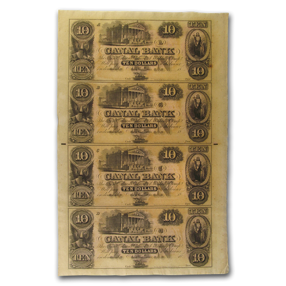 18__ UNCUT SHEET Canal Bank New Orleans LA $10-10-10-10 LA-105 AU 18__ UNCUT SHEET Canal Bank New Orleans LA $10-10-10-10 LA-105 AU