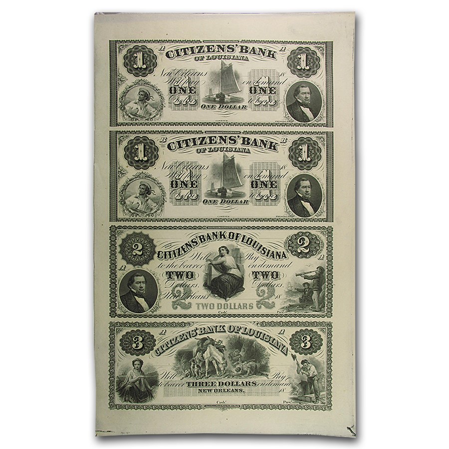 18__ UNCUT SHEET Citizens Bank of Louisiana $1-1-2-3 LA-15 CU