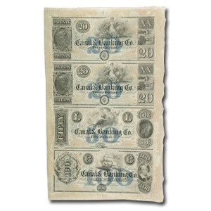 18__ UNCUT SHEET New Orleans Canal & Banking $20-20-50-100 LA-105 18__ UNCUT SHEET New Orleans Canal & Banking $20-20-50-100 LA-105