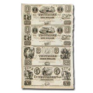18__ UNCUT SHEET-Tecumseh Bk Michigan $1--3-$5.00 MI-440 Ch AU 18__ UNCUT SHEET-Tecumseh Bk Michigan $1--3-$5.00 MI-440 Ch AU