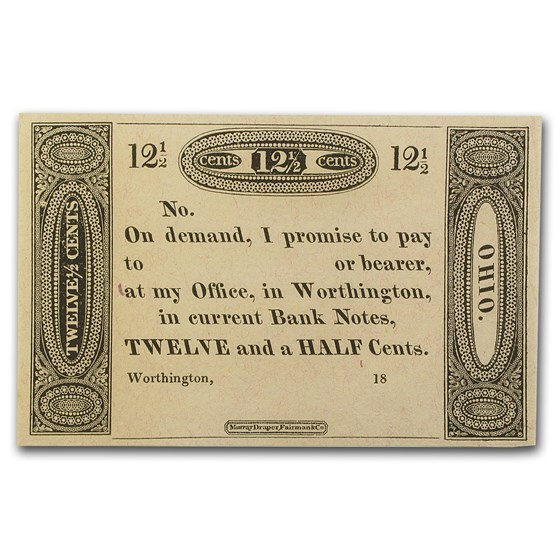 18__ Worthington, OH 12 1/2 Cents Remainder CU 18__ Worthington, OH 12 1/2 Cents Remainder CU