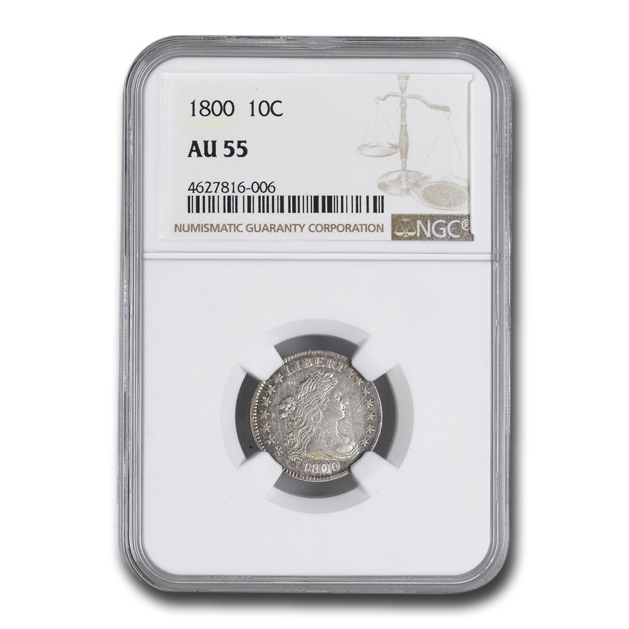 1800 Draped Bust Dime AU-55 NGC