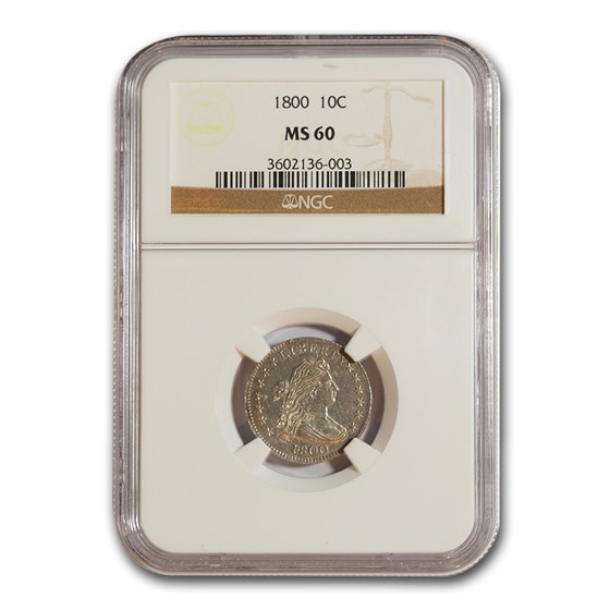 1800 Draped Bust Dime MS-60 NGC 1800 Draped Bust Dime MS-60 NGC