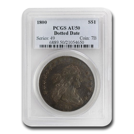 1800 Draped Bust Dollar AU-50 PCGS (Dotted Date) 1800 Draped Bust Dollar AU-50 PCGS (Dotted Date)