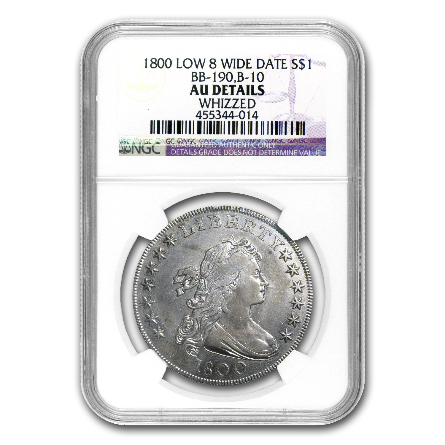 Buy 1800 Draped Bust Dollar AU Details NGC (Whizzed) | APMEX