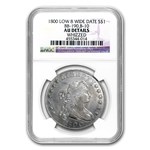 1800 Draped Bust Dollar AU Details NGC (Whizzed)