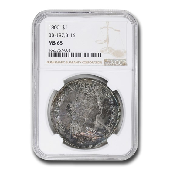 1800 Draped Bust Dollar MS-65 NGC (BB-187, B-16) 1800 Draped Bust Dollar MS-65 NGC (BB-187, B-16)