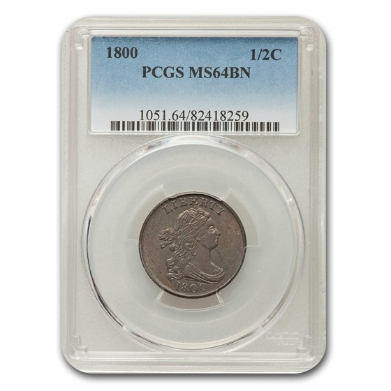 1800 Draped Bust Half Cent MS-64 PCGS (Brown) 1800 Draped Bust Half Cent MS-64 PCGS (Brown)