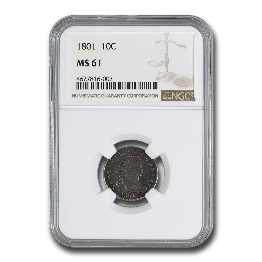 1801 Draped Bust Dime MS-61 NGC