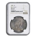 1801 Draped Bust Dollar Heraldic Eagle MS-62+ NGC (BB-213, B-3) 1801 Draped Bust Dollar Heraldic Eagle MS-62+ NGC (BB-213, B-3)
