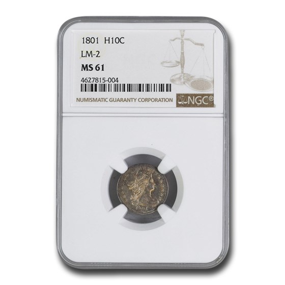 1801 Draped Bust Half Dime MS-61 NGC (LM-2) 1801 Draped Bust Half Dime MS-61 NGC (LM-2)