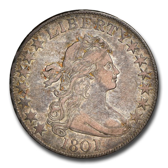1801 Draped Bust Half Dollar AU53 NGC (O101) Coin For Sale Early