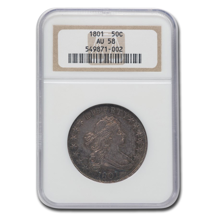 Buy 1801 Draped Bust Half Dollar AU-58 NGC | APMEX