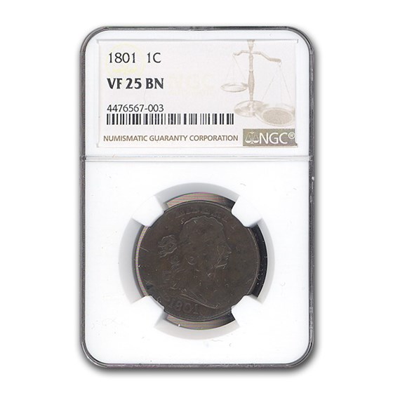 1801 Large Cent VF-25 NGC (Brown) 1801 Large Cent VF-25 NGC (Brown)