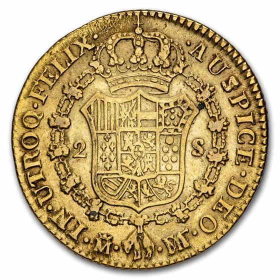 1801-M Spain Gold 2 Escudos Charles IV XF