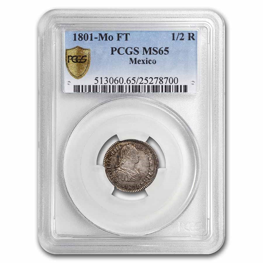 1801 Mo-FT Mexico 1/2 Real MS-65 PCGS