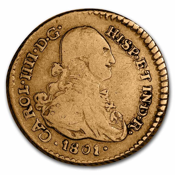 1801-P SF Colombia Gold Escudo Charles IV VF 1801-P SF Colombia Gold Escudo Charles IV VF