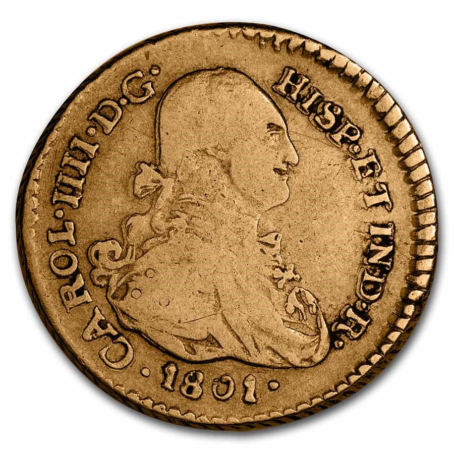 1801-P SF Colombia Gold Escudo Charles IV VF