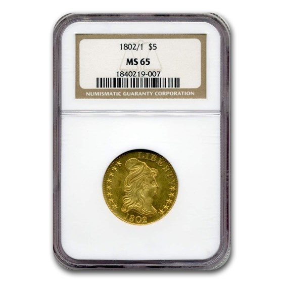 1802/1 $5 Turban Head Gold Half Eagle MS-65 NGC 1802/1 $5 Turban Head Gold Half Eagle MS-65 NGC