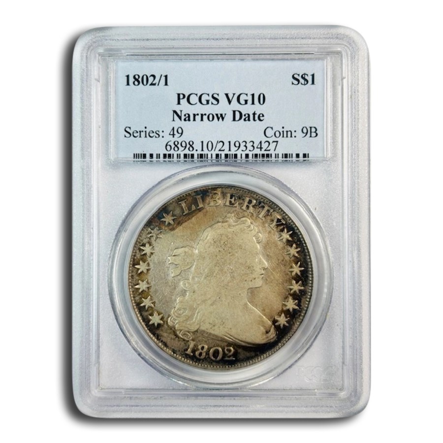 1802/1 Draped Bust Dollar VG-10 PCGS (Narrow Date)