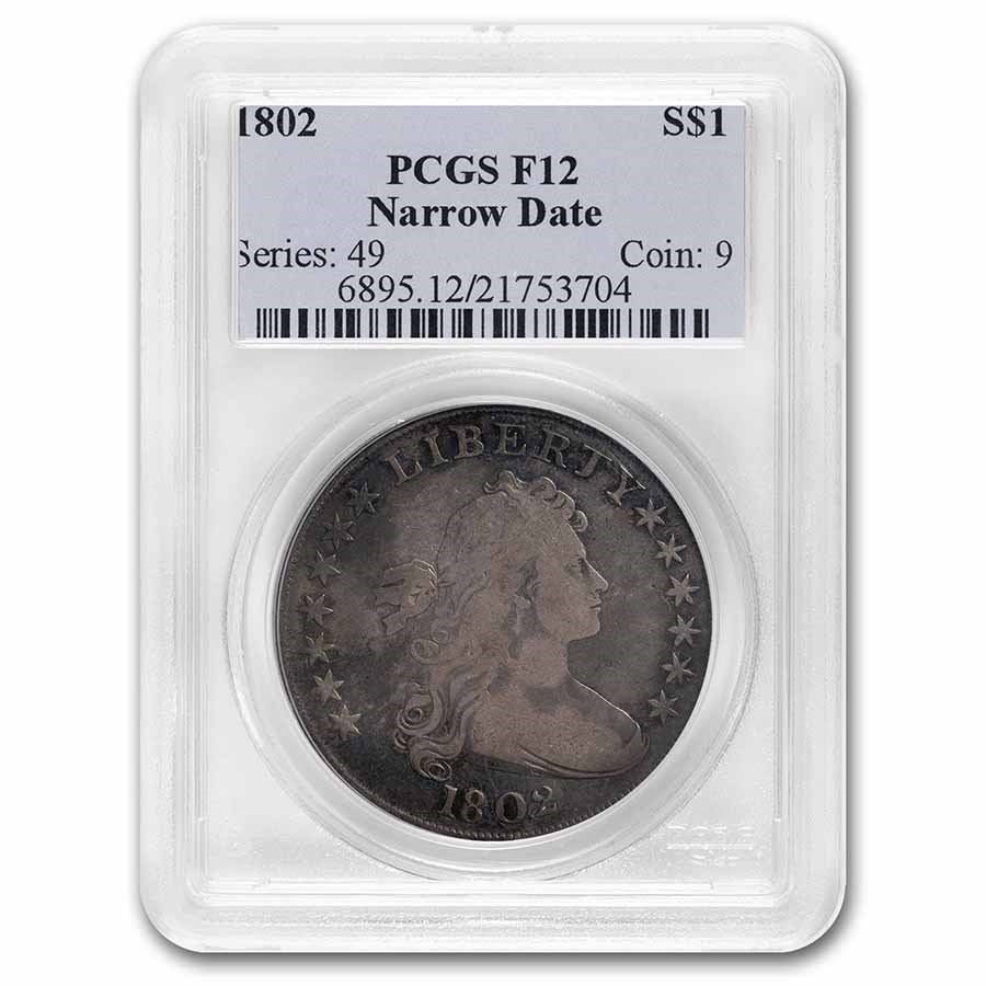 1802 Draped Bust Dollar Fine-12 PCGS (Narrow Date)