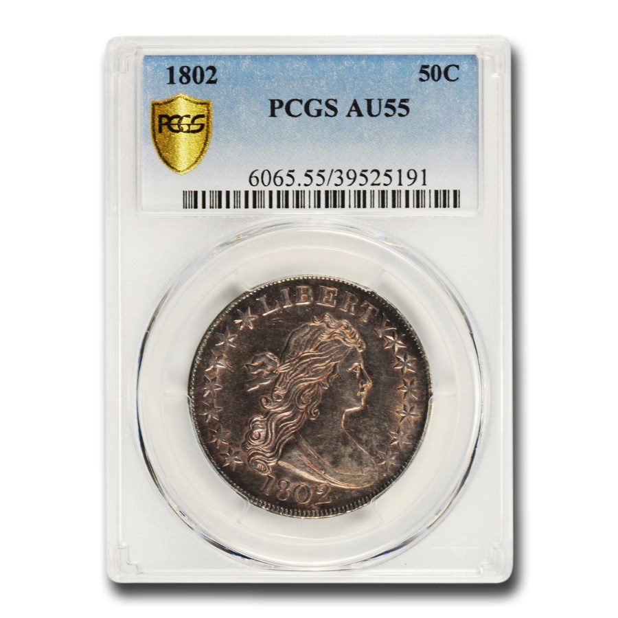 Buy 1802 Draped Bust Half Dollar AU55 PCGS Coin Online Early Half