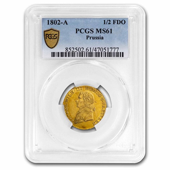 1802 Prussia Frederick D'Or Wilhelm III MS-61 PCGS 1802 Prussia Frederick D'Or Wilhelm III MS-61 PCGS