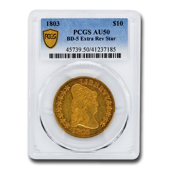 1803 $10 Turban Head Gold Eagle AU-50 PCGS (BD-5 Extra Rev Star) 1803 $10 Turban Head Gold Eagle AU-50 PCGS (BD-5 Extra Rev Star)