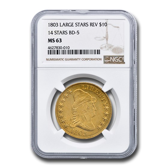 1803 $10 Turban Head Gold Eagle MS-63 NGC (Large Stars Reverse) 1803 $10 Turban Head Gold Eagle MS-63 NGC (Large Stars Reverse)