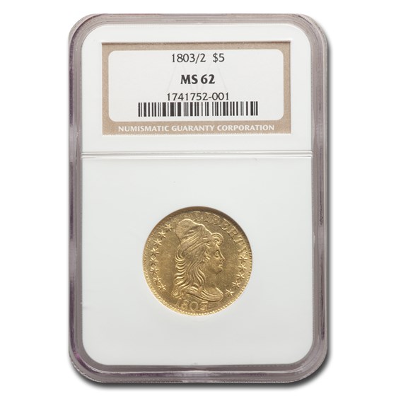 1803/2 $5 Capped Bust Gold Half Eagle MS-62 NGC 1803/2 $5 Capped Bust Gold Half Eagle MS-62 NGC