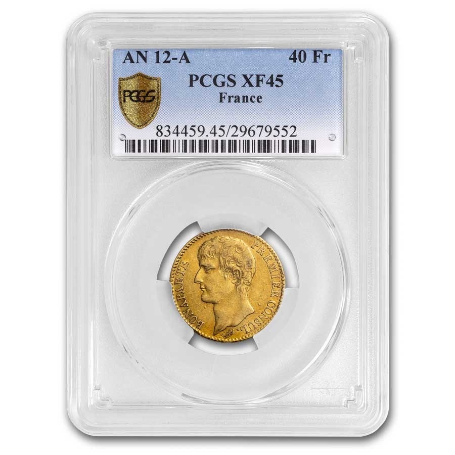 1803 (AN 12A) France Gold 40 Francs Napoleon XF-45 PCGS