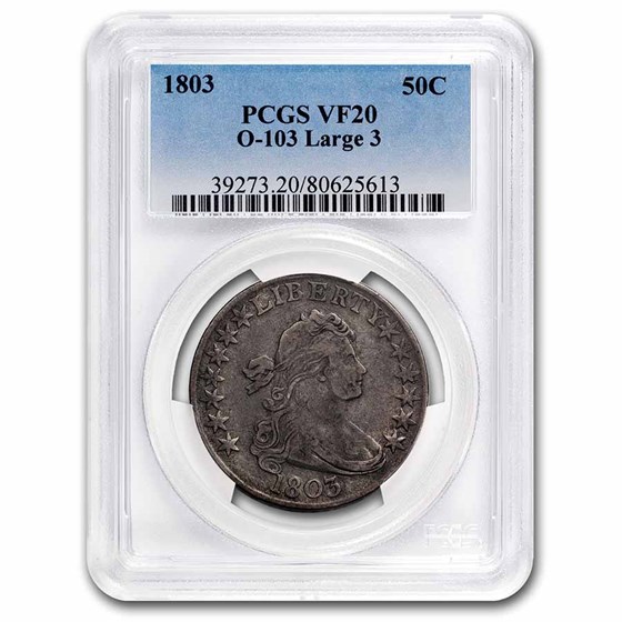 1803 Bust Half Dollar VF-20 PCGS (O-103, Large 3) 1803 Bust Half Dollar VF-20 PCGS (O-103, Large 3)
