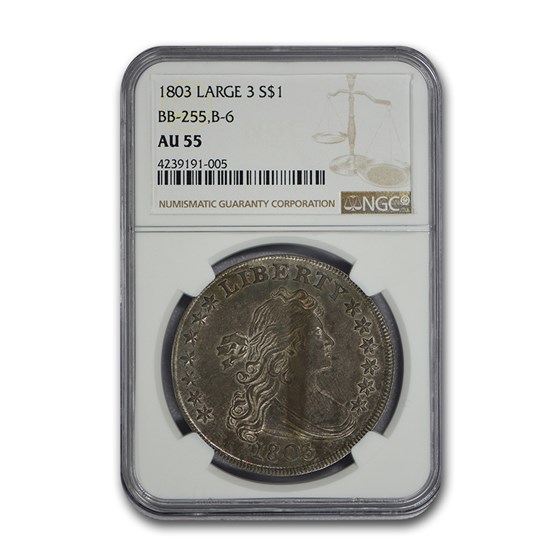 1803 Draped Bust Dollar AU-55 NGC (Large 3) 1803 Draped Bust Dollar AU-55 NGC (Large 3)