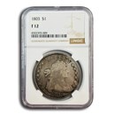 1803 Draped Bust Dollar Fine-12 NGC (BB-255, B-6 Large 3)
