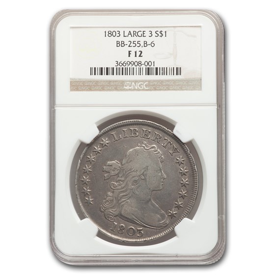 1803 Draped Bust Dollar Fine-12 NGC (BB-255, B-6 Large 3)