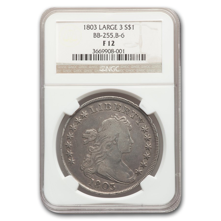 1803 Draped Bust Dollar Fine-12 NGC (BB-255, B-6 Large 3)