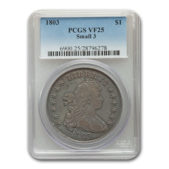 1803 Draped Bust Dollar VF-25 PCGS (Small 3) 1803 Draped Bust Dollar VF-25 PCGS (Small 3)