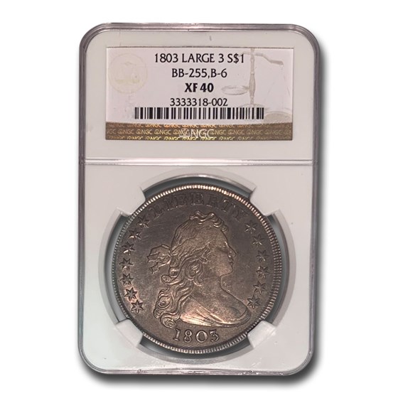 1803 Draped Bust Dollar XF-40 NGC (Large 3, BB-255,B-6) 1803 Draped Bust Dollar XF-40 NGC (Large 3, BB-255,B-6)