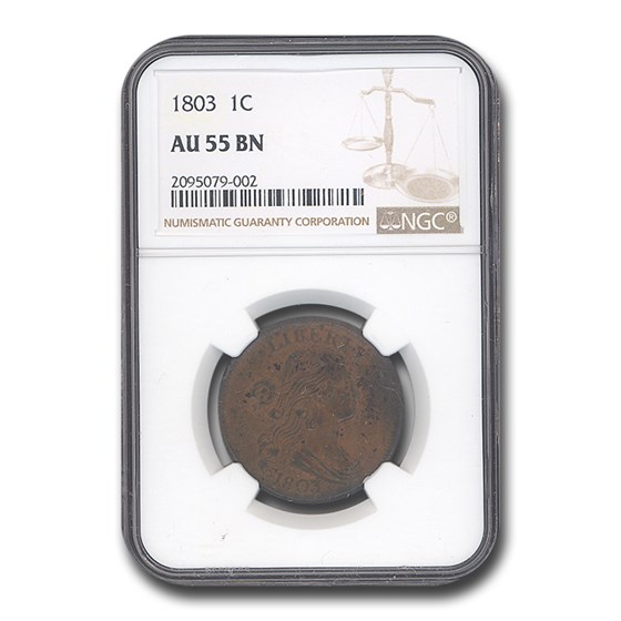 1803 Draped Bust Large Cent AU-55 NGC (Brown) 1803 Draped Bust Large Cent AU-55 NGC (Brown)