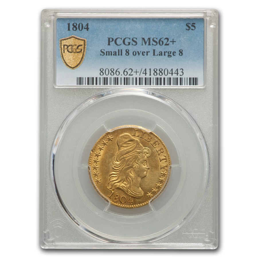 Buy 1804 5 Capped Bust Gold Half Eagle MS62+ PCGS (Sm 8/Lg 8) APMEX