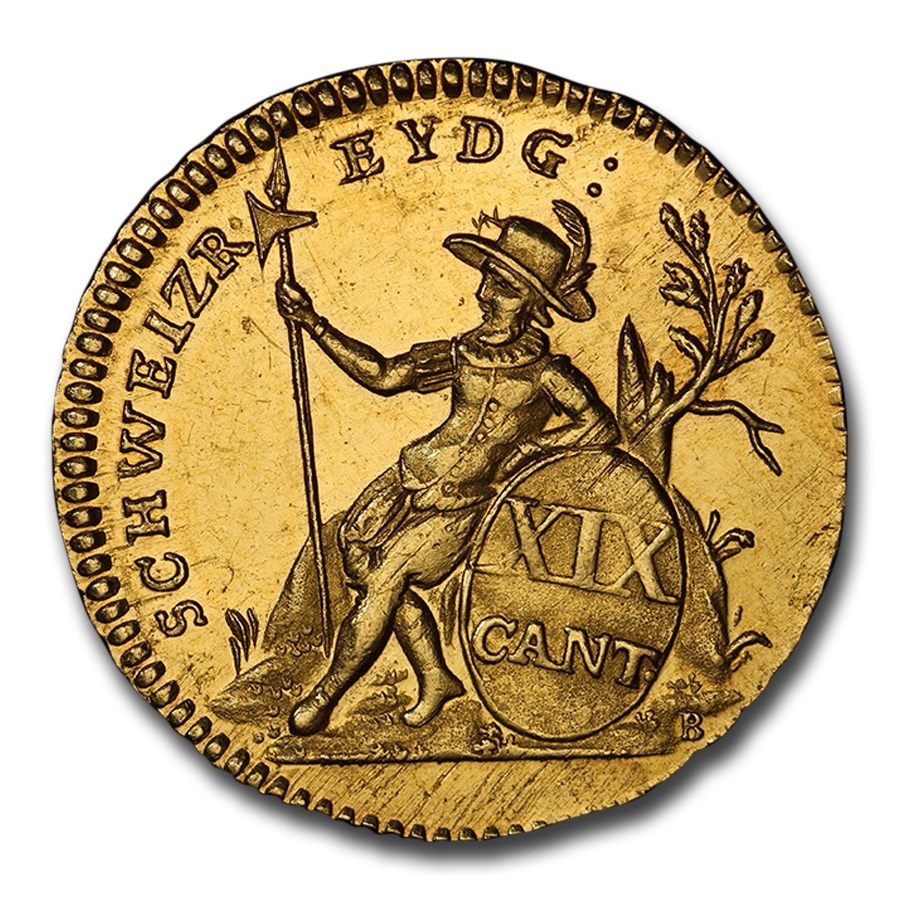 1804-B Swiss Cantons Gold 10 Franken MS-63 PCGS