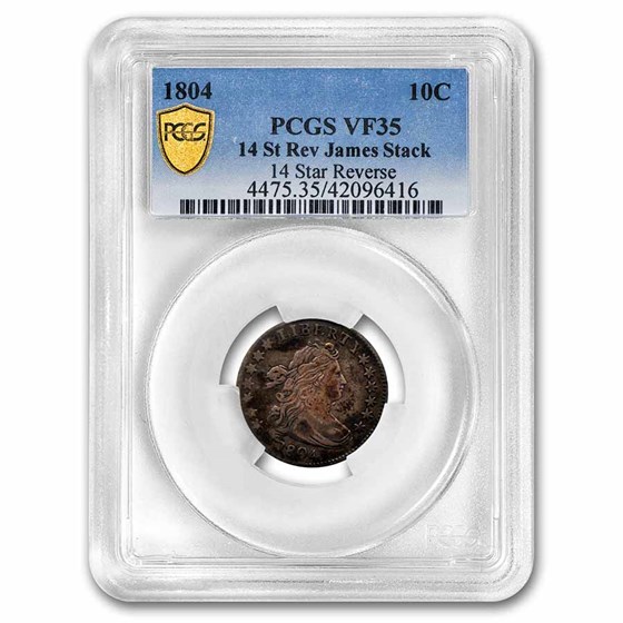 1804 Draped Bust Dime VF-35 PCGS (14 Stars Reverse) 1804 Draped Bust Dime VF-35 PCGS (14 Stars Reverse)