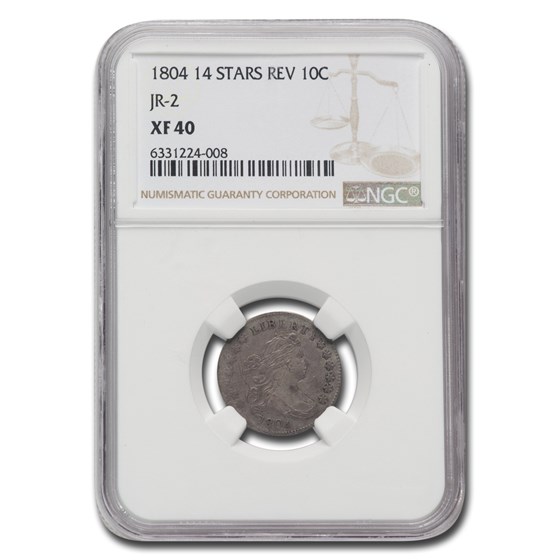 1804 Draped Bust Dime XF-40 NGC (14 Stars Rev, JR-2) 1804 Draped Bust Dime XF-40 NGC (14 Stars Rev, JR-2)