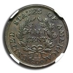 1804 Draped Bust Half Cent AU-58 NGC CAC (Brown, Spiked Chin)