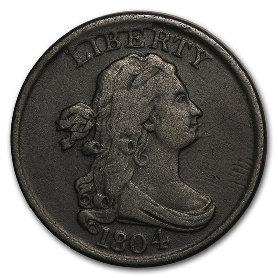 1804 Draped Bust Half Cent Spiked Chin XF 1804 Draped Bust Half Cent Spiked Chin XF